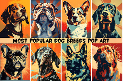 Most Popular Dog Breeds Pop Art Illustration