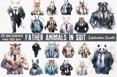 Father Animals In Suit Watercolor Bundle