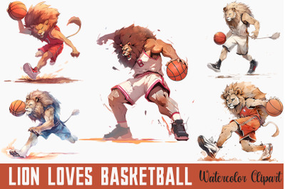 Lion Loves Basketball Watercolor Bundle