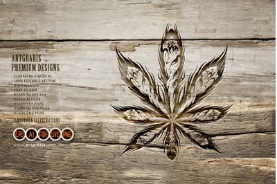 Weed leaf joint smoking cannabis logo illustrations monochrome