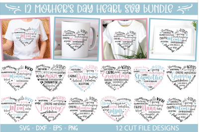 Mother&#039;s Day Heart SVG Bundle