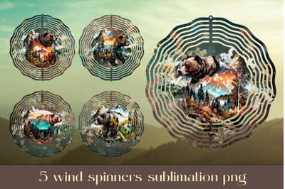 Bear wind spinner sublimation Floral animal design