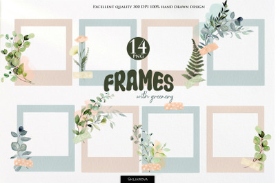 Frames with greenery PNG