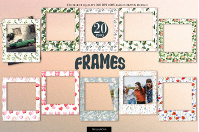 Retro floral frames PNG