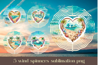 Summer wind spinner sublimation Tropical beach design bundle