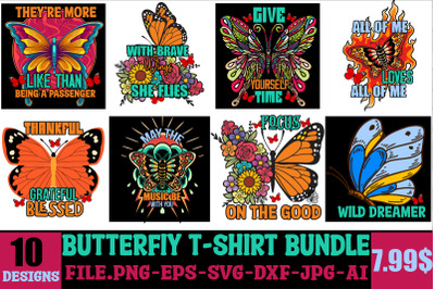 Butterfly T-shirt Bundle&2C;10 Designs&2C;butterfly t-shirt design&2C; butterfl