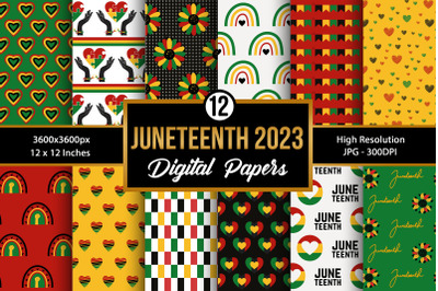 Juneteenth 2023 Seamless Pattern Digital Papers