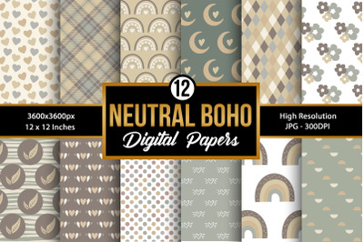 Neutral Boho Seamless Pattern Digital Papers