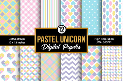 Pastel Unicorn Colors Digital Paper Patterns