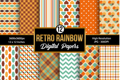 Retro Rainbow Seamless Pattern Digital Papers