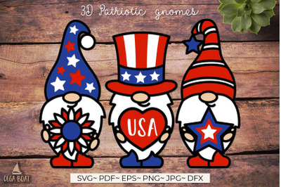 Patriotic gnome layered bundle | 4th of July SVG