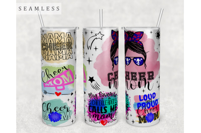 Cheer Mom Tumbler Wrap, 20 Oz Skinny Tumbler Sublimation Design, PNG