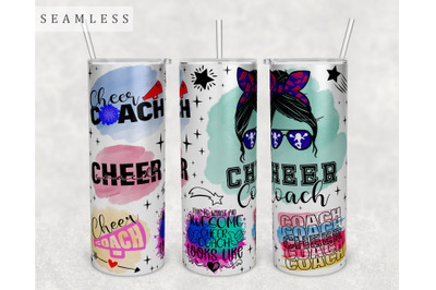 Cheer Coach Tumbler Wrap, 20 Oz Skinny Tumbler Sublimation Design, PNG