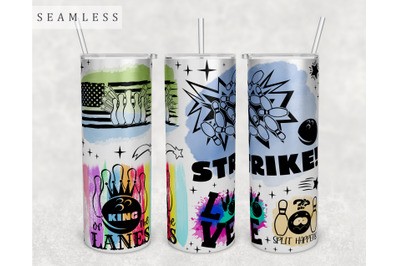 Bowling Quotes Tumbler Wrap, 20 Oz Skinny Tumbler Sublimation Design