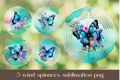 Butterfly wind spinner sublimation png Flower spinner bundle