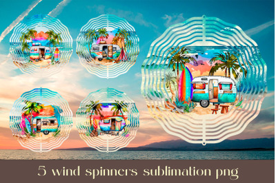 Beach wind spinner sublimation png Camper spinner bundle