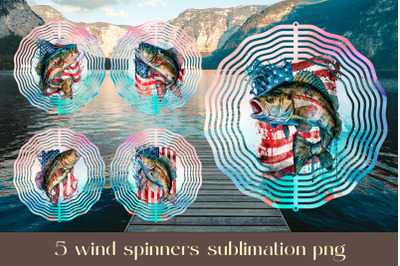 Fishing wind spinner sublimation Patriotic spinner bundle