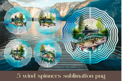 Fishing wind spinner sublimation Father animal design png