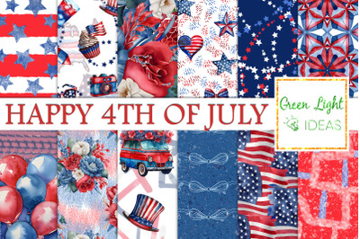 4th of July Digital Papers, Independence Day Backgrounds