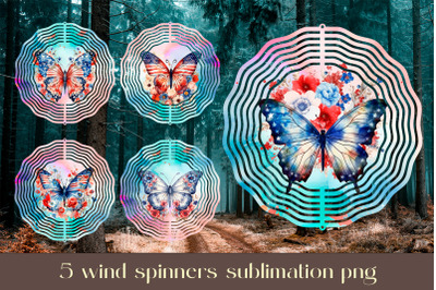 Butterfly wind spinner sublimation Patriotic wind spinner