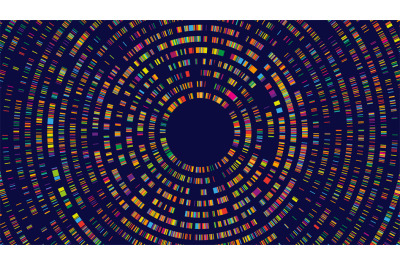 Dna test infographic. Genome sequence map, radial two-dimensional barc