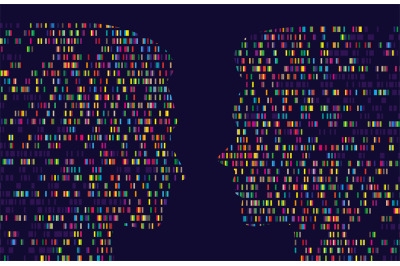 Human genome map. Dna test sequence barcoding, big data chart in male