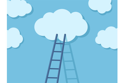 Ladder to clouds. Cloud migration solution&2C; stair steps to dream and o