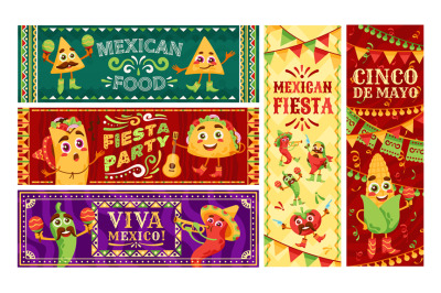 Mexican restaurant food banners. Nachos&2C; tacos and burrito fiesta styl