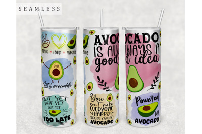 Avocado Quotes Tumbler Wrap, 20 Oz Skinny Tumbler Sublimation Design