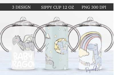Baby Dragon 12 oz sippy cup design sublimation PNG