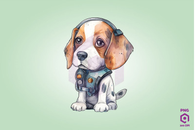 Half Robot Beagle Dog Clipart