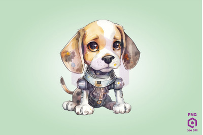 Half Robot Beagle Dog Clipart