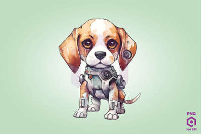 Half Robot Beagle Dog Clipart