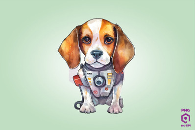 Half Robot Beagle Dog Clipart