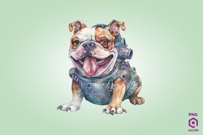 Half Robot BullDog Clipart