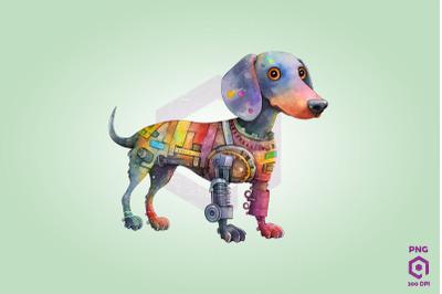 Half Robot Dachshun Dog Clipart