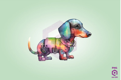 Half Robot Dachshund Dog Clipart