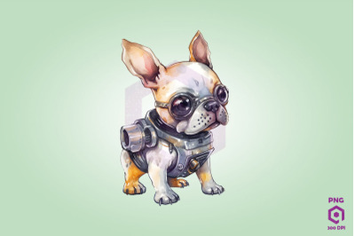 Half Robot French Bulldog Dog Clipart