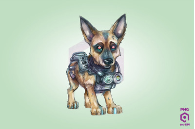 Half Robot German Shepherd Dog Clipart