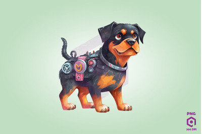 Half Robot Rottweiler Dog Clipart