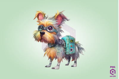 Half Robot Yorkshire Terrier Dog Clipart