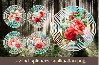 Floral wind spinner sublimation Red rose wind spinner design