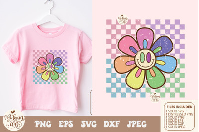 Retro daisy Png, Daisy Graphic Png, Daisy Smiley Face Png