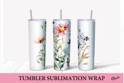Wildflowers Tumbler Sublmation Design. Flower Tumbler Wrap PNG
