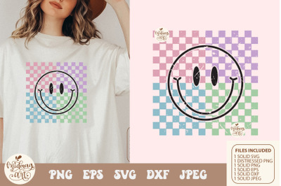 Checkered Smiley Face PNG svg Pattern