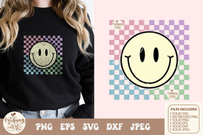 Hippie Smiley Face SVG PNG checkered Sublimation