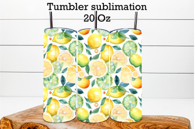Tumbler sublimation design with lemon | Fruit tumbler PNG