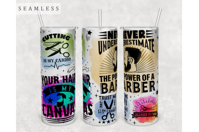 Barber Tumbler Wrap, 20 Oz Skinny Tumbler Sublimation Design, Seamless