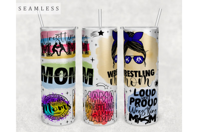 Wrestling Mom Tumbler Wrap, 20oz Skinny Tumbler Sublimation Design