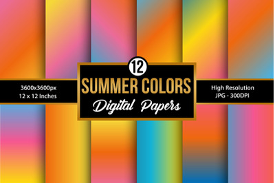 Summer Colors Gradient Background Digital Papers